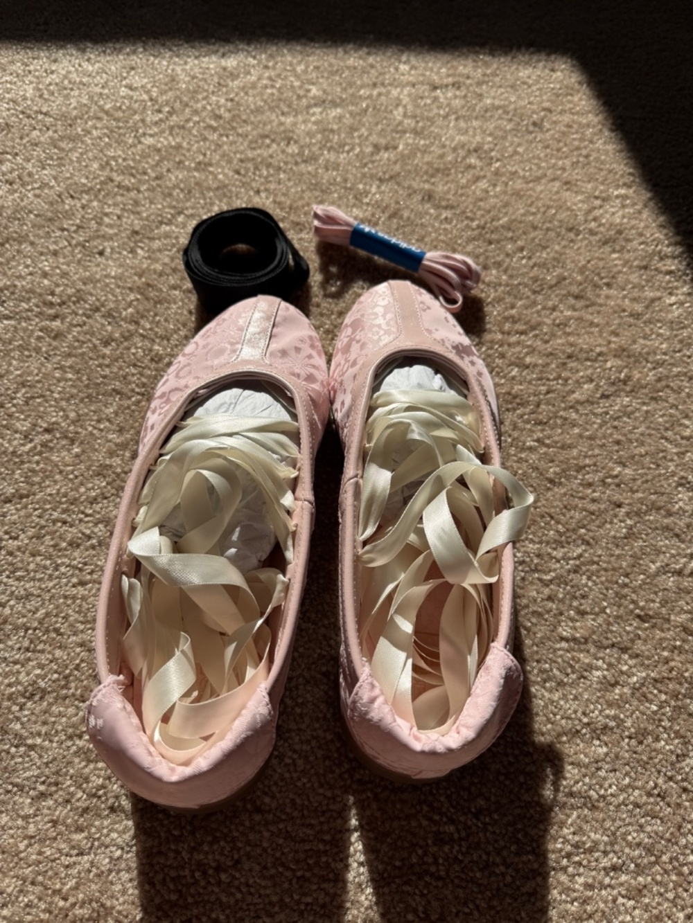 adidas Pink Satin Ballet Flats with Ribbon Laces - Picture 4 of 9